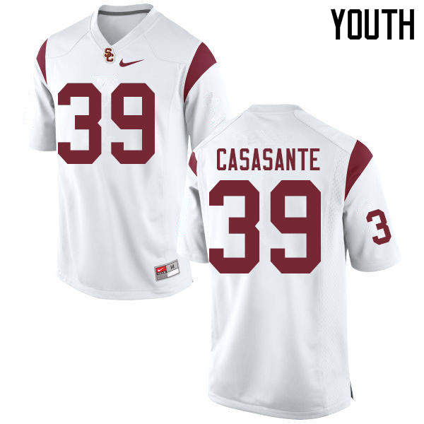 Youth #39 Jac Casasante USC Trojans College Football Jerseys Sale-White